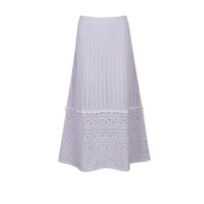 China Breathable Knit Sweater Dress Midi Skirt Knitted Clothes New Design Crochet Ruffle Women Computer Knitted OEM Designs High Street Standard for sale