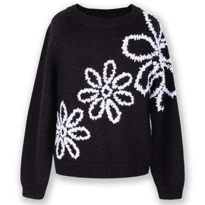 China Breathable Kids Sweater Girls Flower Embroidery Long Sleeve Pullover Knitwear Sweater for sale