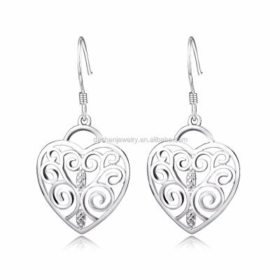 China Lead and Nickel Free Yiwu Jewelry 925 Sterling Silver Earrings Heart Drop Earrings Wholesale Online Store for sale