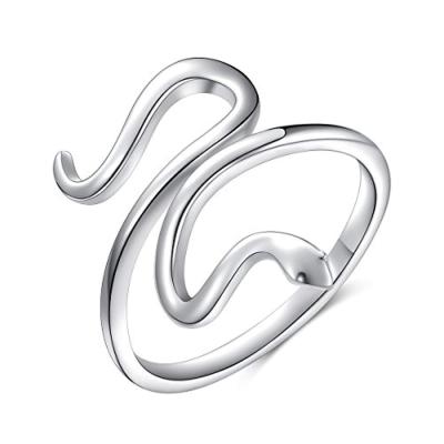 China CLASSIC 925 Sterling Silver White Gold Snake opening adjustable ring for sale