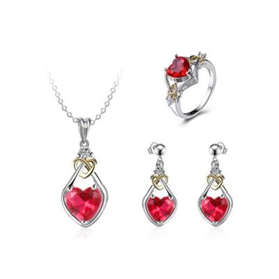 China Lead And Nickel Free Genuine Exquisite 925 Sterling Silver Heart Cut Diamond Jewelry Sets for sale