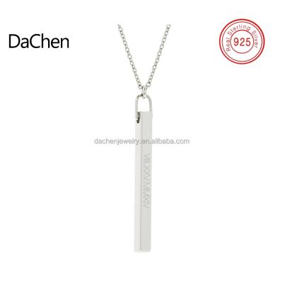 China FASHIONABLE Bar Shape Jewelry Necklace Lettering Pendant 925 Sterling Silver for sale