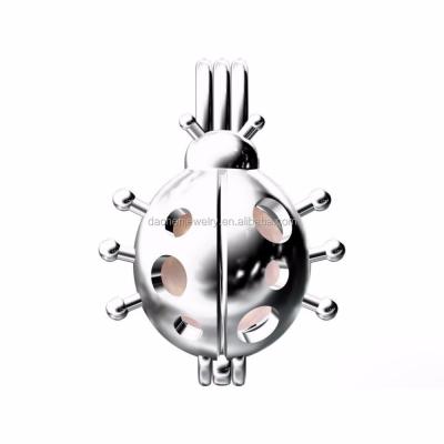 China Lead and Nickel Free Fashion 925 Sterling Silver Charms Ladybug Shape Bead Jewelry Stand Pendant Necklace Animal Cage Pendant for sale