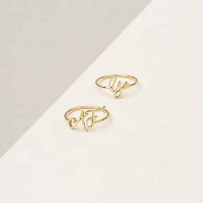 China Custom Personalized Romantic Gold Initials Minimal Jewelry Personalized Initial Ring for sale