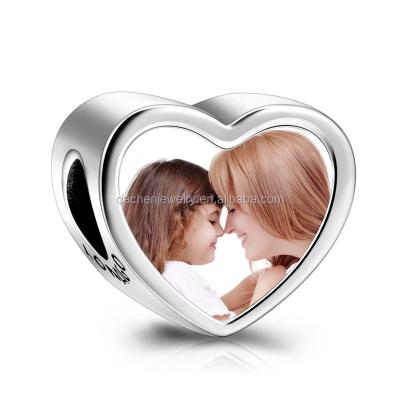 China Personalized Pre-Nickel Free Photo 925 Sterling Silver Heart European Beads for Mom and Baby for sale