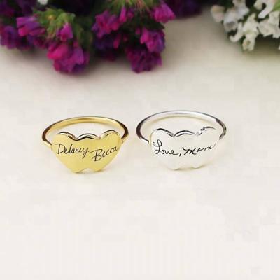 China Vintage New Arrival Personalized Ring Name Disc Custom Engraving Handmade Ring For Friend for sale