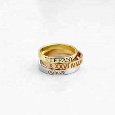 China Ring Stacking Handwriting Personalized Engraved Name Ring TRENDY for Ladies Girls Gift for sale