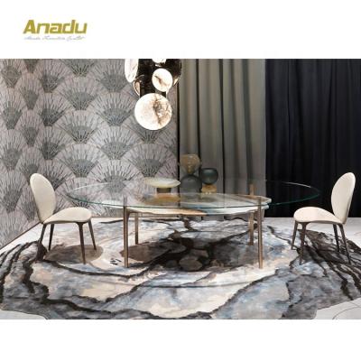 China Modern Dining Room Table and Chairs Italian Luxury Design Factory Customization Set Home Use Glass Table for sale