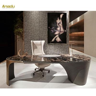 China Factory Customization Factory Custom Furniture For Home Office Room Marble With Leather Table Luxury Home Office Marble Table for sale