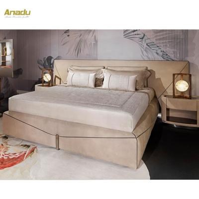 China High Quality Italian Bedroom Bed Customization Factory Design Customization Queen Luxury Royal Nubuck Leather Soft Bed for sale