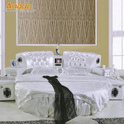 China Modern Soft Bed Bed Bedroom Furniture , PU PVC Faux Leather TV Round Bed YZA Around D for sale