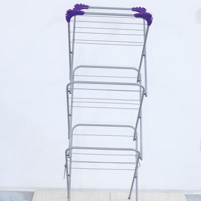 China Modern Deign High Quality 3 Layers Stainless Steel Cloth Drying Rack Folding Dry Rack Clothes Extendeble for sale