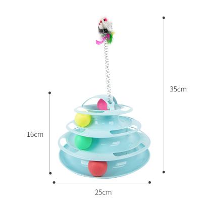 China Wholesale Viable Four Layers Turn Tracks Cat Toy Turntable Puzzle Track Toys With Fashion Cute Spring Mouse Rolling Ball for sale