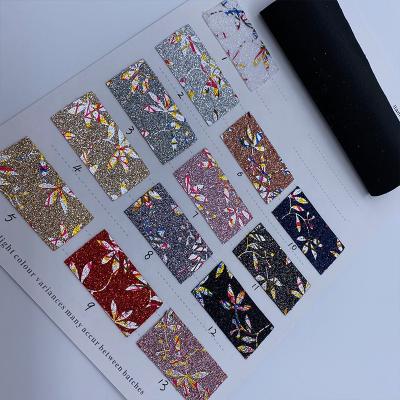 China Leather PU Glitter Waterproof Glitter Fabric For Shoes Glitter Fabric Christmas Purple Glitter Fabric for sale