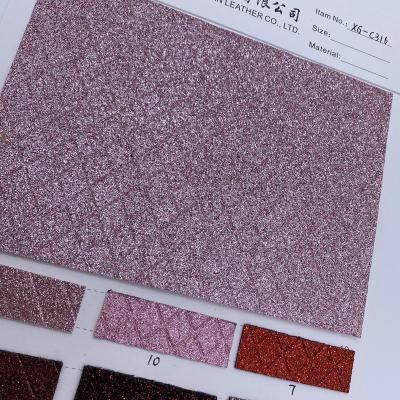 China Waterproof Decorative Christmas Faux Leather Foil Glitter Printed PVC Fabric Leather Sheets For Hair Bows Glitter Wholesale for sale