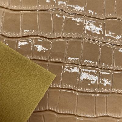 China Designer Inspired Leather Fabric Embossing PU Leather Luxury Waterproof Crocodile Fabric For Hand Made Shoes for sale