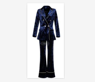 China Anti-Shrink Two-piece Women Suits Prepare To Wear Women Suits Blue Color Slim Fit European Style Women for sale