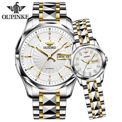 China Alarm OEM Watch Custom Logo Mens Automatic Mechanical Watches Luxury Skeleton Wristwatches Double Display for sale