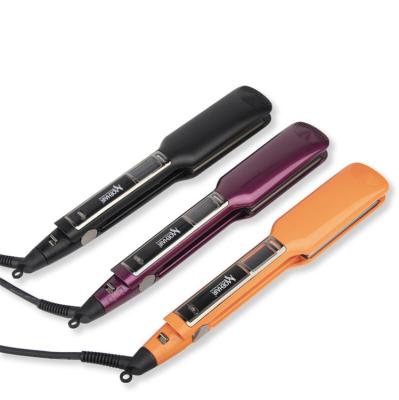 China 360Â ° Swivel Cord Private Label Professional Nano Titanium Flat Iron Wide Screen Digital Hair Straightener For Hair for sale