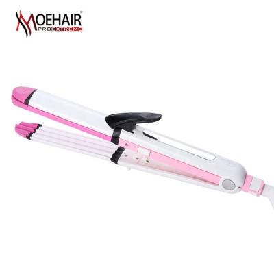 China Convenient Multifunctional Switchable Hair Waver Tools 3 Flats In 1 Mini Hair Straightener And Curler Hair Styler Crimper Curling Flat Iron for sale