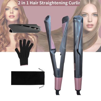 China Wholesale Adjustable Super Quality Heat Hair Curler Custom Settings and Straightener 2 in 1 LCD Digital Ceramic Hair Curler for sale