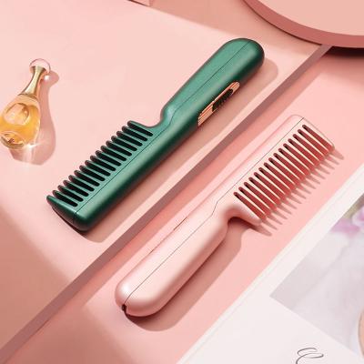 China New 45W Outdoor Hot Heating Comb Household Hair Straightener Movable Rechargeable Comb Without Hurt Skin Straightener Hair Comb for sale