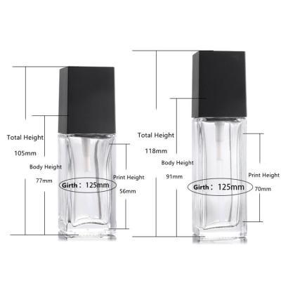 China Personal Care Travel Bottle 15ml 20ml 30ml 40ml Clear Square Glass Bottle for Lotion Gel Pack for sale