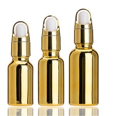 China Luxury Gold Glass Dropper Personal Care Personal Care Oil Maker 30ml Bottle Essential Beard Oil Gold 30ml Glass Bottle for sale