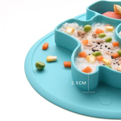 China Good Quality Silicone Divider Divider Kids Baby Best Selling Silicone Baby Suction Dish With 3 Compartments for sale