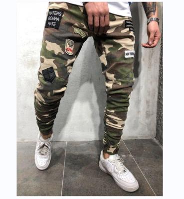 China New QUICK DRY Camouflage Lace Up Pencil Pants Streetwear Men's Pencil Cargo Work Loose Urban Casual Pants for sale