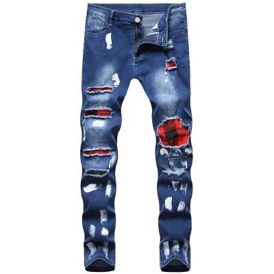 China 2022 Factory Direct Selling QUICK DRY Slim Ripped Pants Tailored Slim Fit Distressed Up Hip Hop Straight Jean Pants For Men for sale