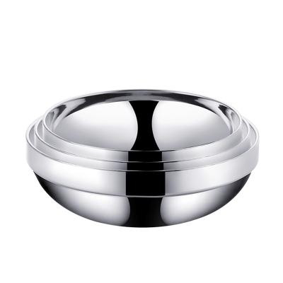 China Durable Bright Large Capacity Heat Preservation Stainless Steel Snacks Double-Layer Cold Noodle Bowl for sale