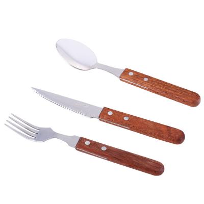 China Viable Latest Design Log Stainless Steel Fork Knife Spoon Durable Reusable Cutlery Set for sale