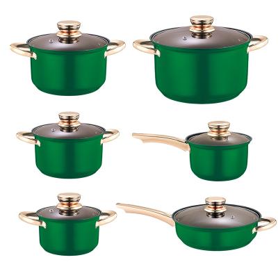 China Sustainable Stainless Steel Non Stick Cookware Set 12 Piece Cookware Sets for sale