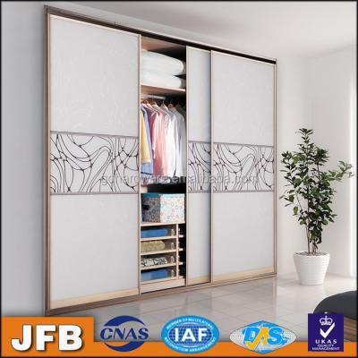 China Moisture Proof Aluminum Profile Frame Wood Sliding Glass Door For Wardrobe for sale