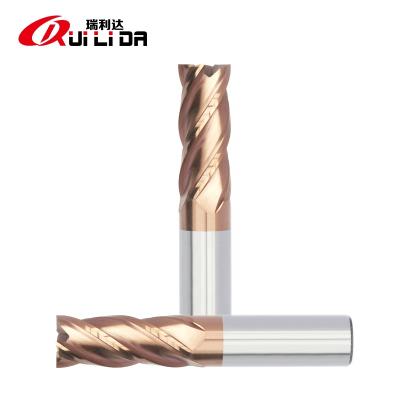 China Carbide HRC 50 High Quality 4 Flute Carbide Tungsten Steel Square Milling Cutter Manufacturer for sale