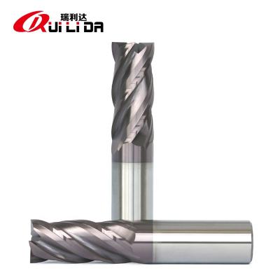 China Good Quality Titanium Carbide HRC60 4 Flute Solid Carbide End Mill CNC Machine Tool Making for sale