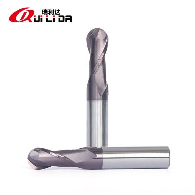 China Carbide RLD HRC60 2 Flutes Solid Carbide Ball Nose End Mill Fresas For Stainless Steel for sale