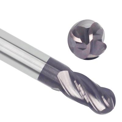 China High Quality RLD HRC60 TiAlN Carbide Coated Solid Carbide Ball Nose End Mill 4 Flutes Fresas For Stainless Steel Inconel for sale