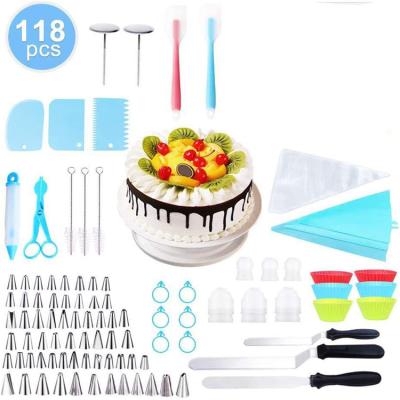 China Sustainable Hot Selling Amazon Cake Stand Set Accessories Cake Bakeware Supplies 118 Pcs Cake Turntable Set for sale