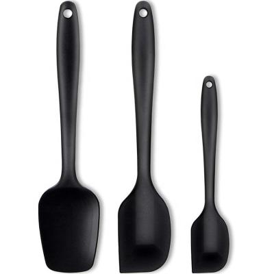 China Scraper Spatula For Making 3 Piece Black Kitchen Heat Resistant Silicon Spatula Set / Mini Silicone Cake Baking Pastry Scraper Sandwich Bake Spatula for sale