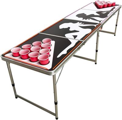 China Modern Top Popular Design Customize Logo 8FT Beer Pong Times Table With LED Light for sale