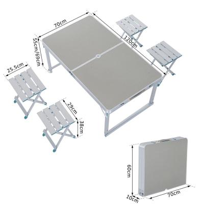 China Modern Ultralight Family Furniture 4 Person Aluminum Outdoor Folding Picnic Table Set And Chairs for sale