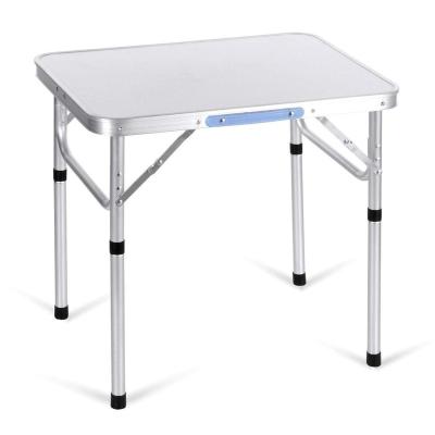 China Modern aluminum camping folding camp table with carrying handle, 2 height adjustable feet for sale