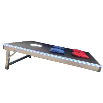 China Outdoor Aluminum Foldable Sports Yard Playset Beanbag Toss Cornhole Throwing Boards With LED Light 9955 for sale