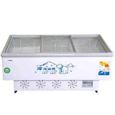 China 2021 Large Capacity Double-temperature Commercial Horizontal Ice Cabinet Refrigeration Equipment Supermarket Equipment for sale