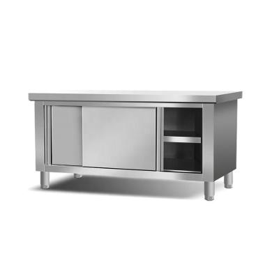 China 2021 kitchen commercial stainless steel pushing sliding door workbench Super-strong load-bearing tavoli in acciao for sale