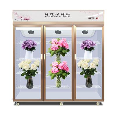 China 2021 Single-temperature Three-door Refrigerator Flower Cabinet Air-cooled Commercial Glass Preservation Cabinet Refrigeration Hardware for sale