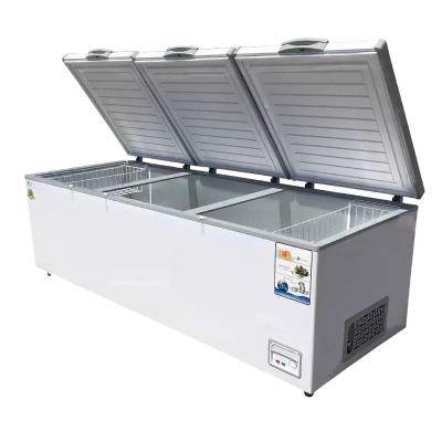 China 2022 Double-temperature Refrigeration Workbench Ice Cabinet Commercial Horizontal Refrigerator Deep Chest Refrigerator Freezer With Large Capacity for sale