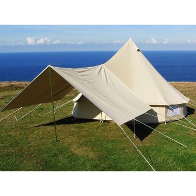 China Luxury camping tents outdoor 6m durable waterproof fireproof 4m 5m glamping waterproof cotton canvas bell tent with tent for sale